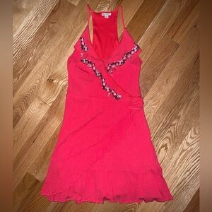 Elegant Red/Orange Ruffle Dress